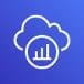 white cloud icon with bar chart inside circle on blue gradient background representing AWS CloudWatch Metrics