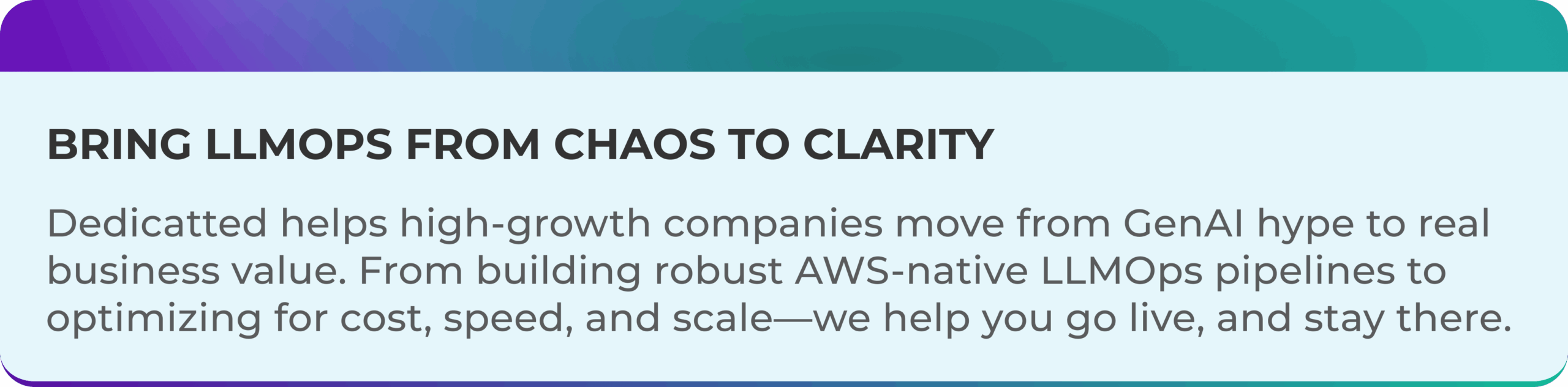 Graphic titled "Bring LLMOps from chaos to clarity"