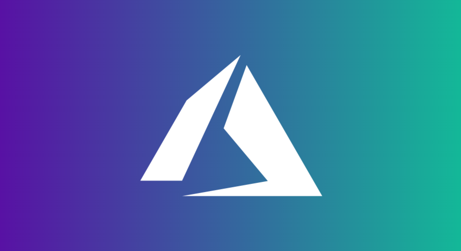 white Microsoft Azure logo on gradient background transitioning from purple to teal with a dark blue center glow
