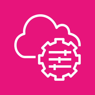 Cloud computing settings icon: a gear with code lines in front of a cloud outline.