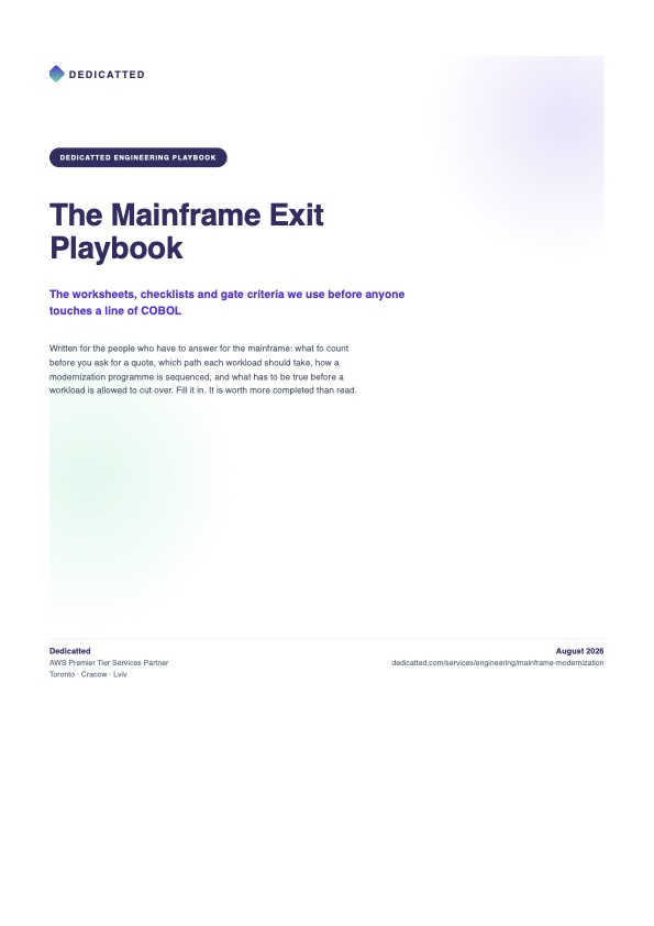Cover of the Dedicatted Mainframe Exit Playbook